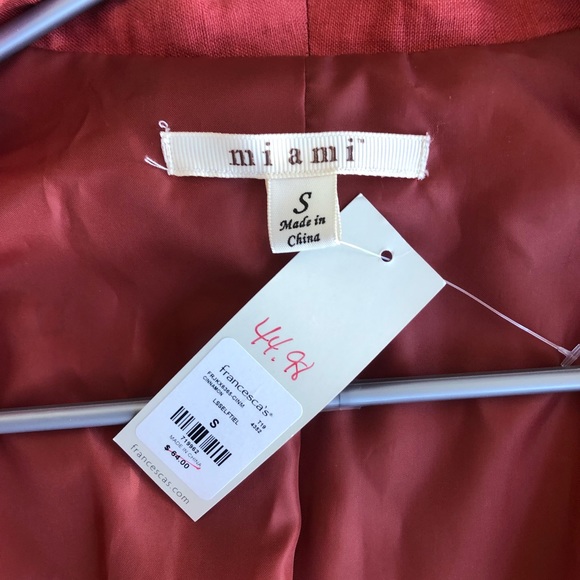 NEW Miami Orange Linen Blazer with Tie Sleeves (Size Small) - Picture 7 of 7